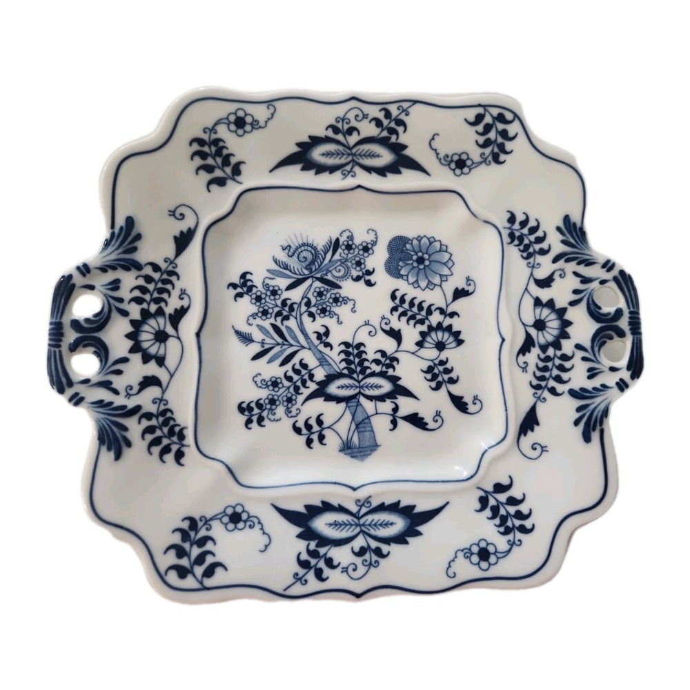 Blue Danube 10in Square Cookie Plate 270623 Blue and White Chinoiserie